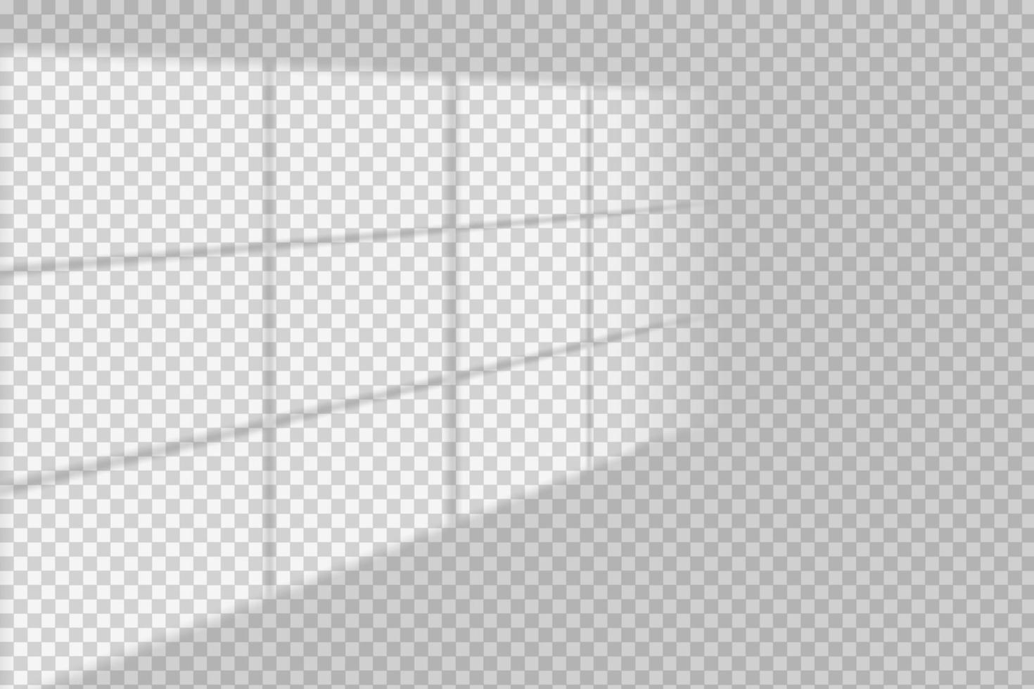 Window shadow vector overlay on transparent background. Natural scene of realistic soft lighting.