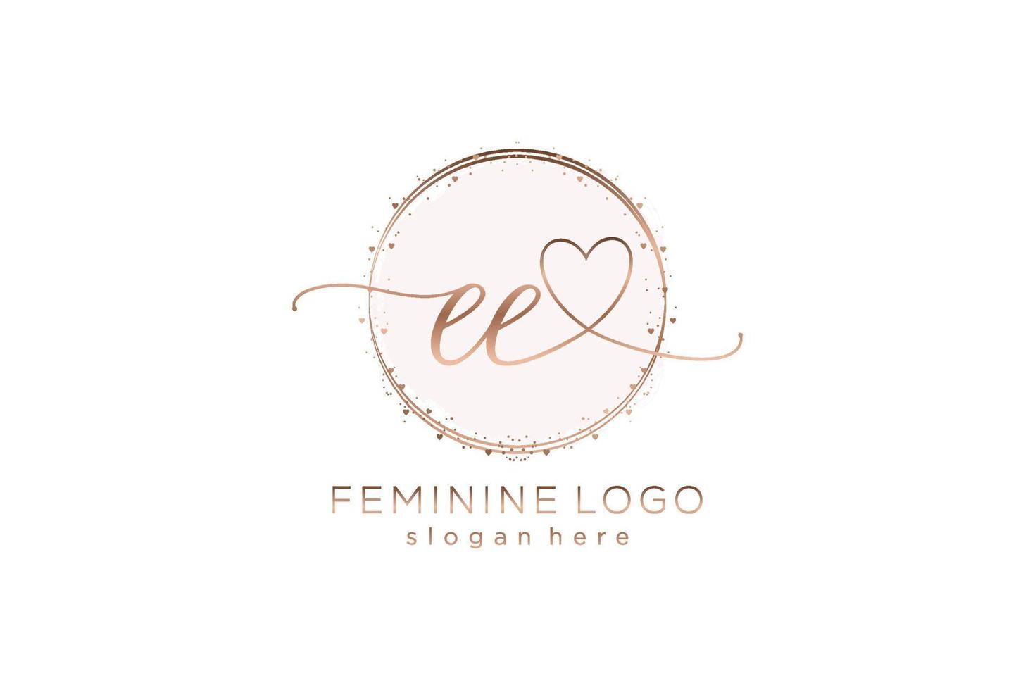 Initial EE handwriting logo with circle template vector logo of initial wedding, fashion, floral and botanical with creative template.