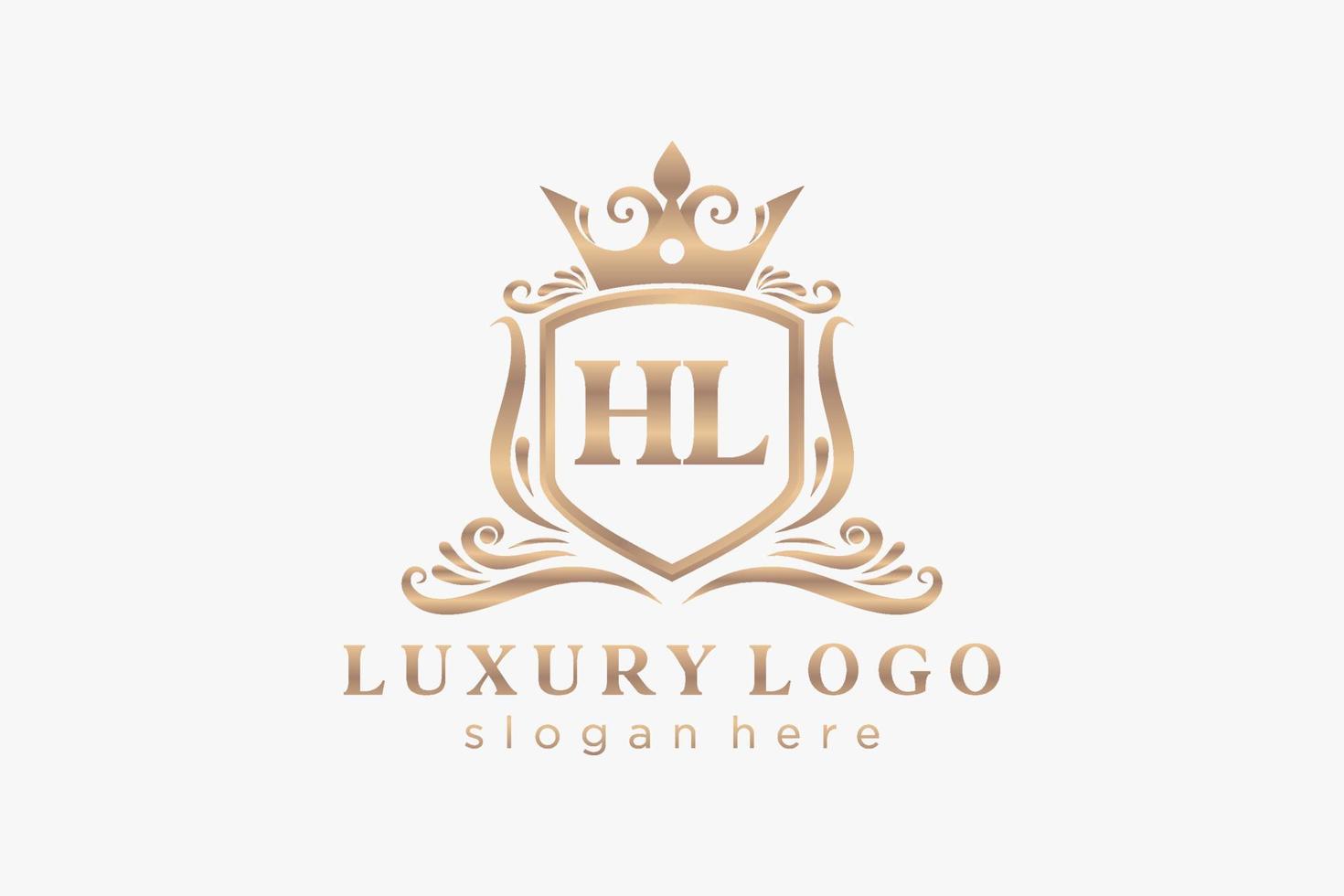 Initial HL Letter Royal Luxury Logo template in vector art for Restaurant, Royalty, Boutique, Cafe, Hotel, Heraldic, Jewelry, Fashion and other vector illustration.