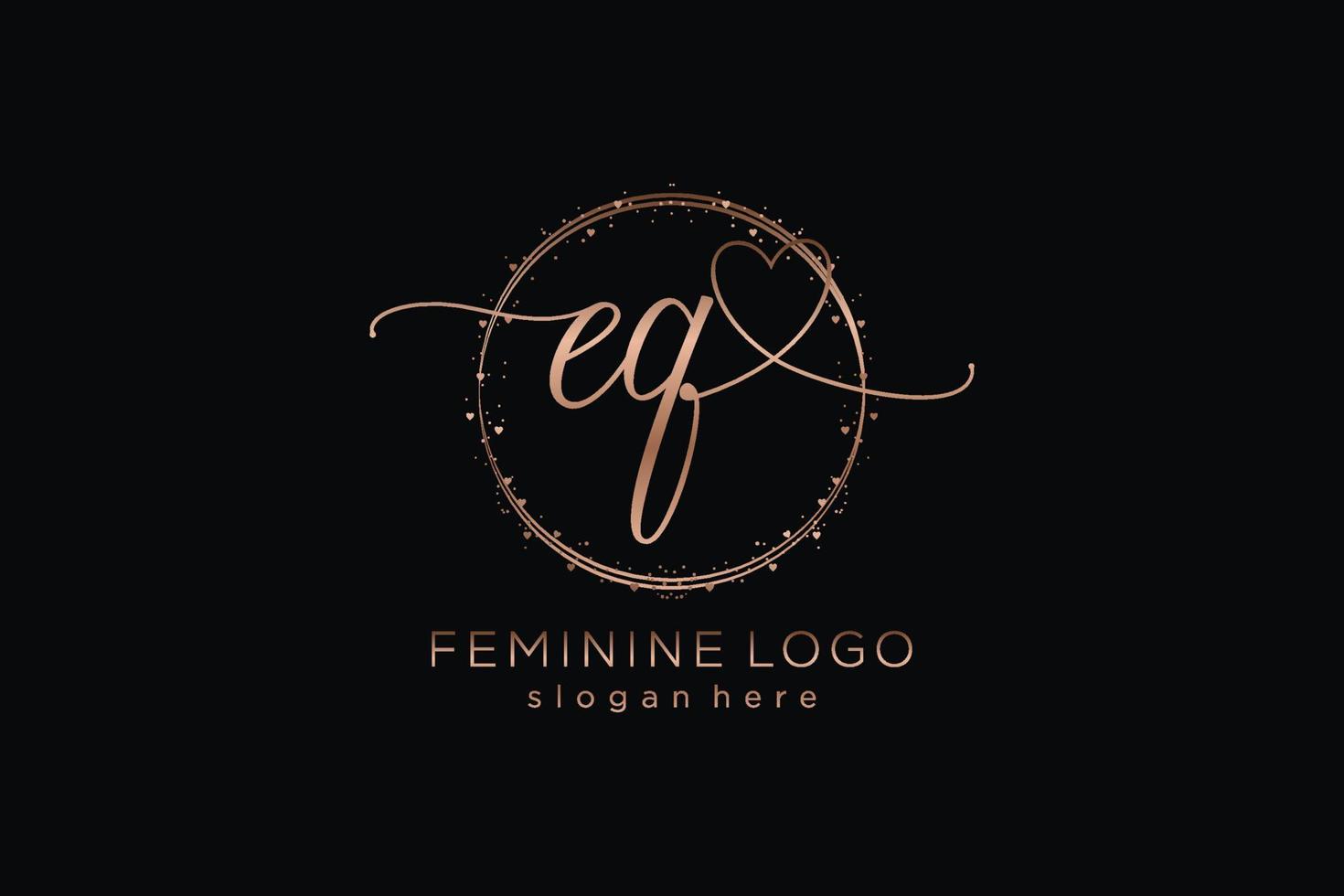 Initial EQ handwriting logo with circle template vector logo of initial wedding, fashion, floral and botanical with creative template.