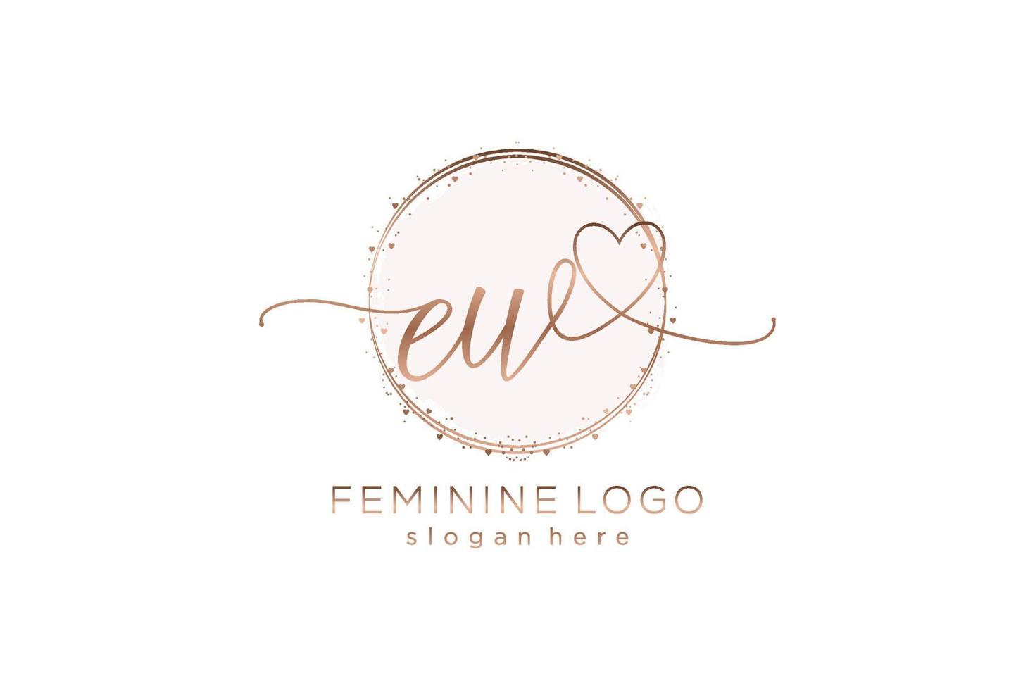 Initial EW handwriting logo with circle template vector logo of initial wedding, fashion, floral and botanical with creative template.