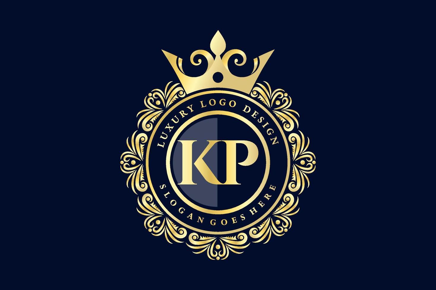 kp letra inicial oro caligráfico femenino floral dibujado a mano monograma heráldico antiguo estilo vintage diseño de logotipo de lujo vector premium