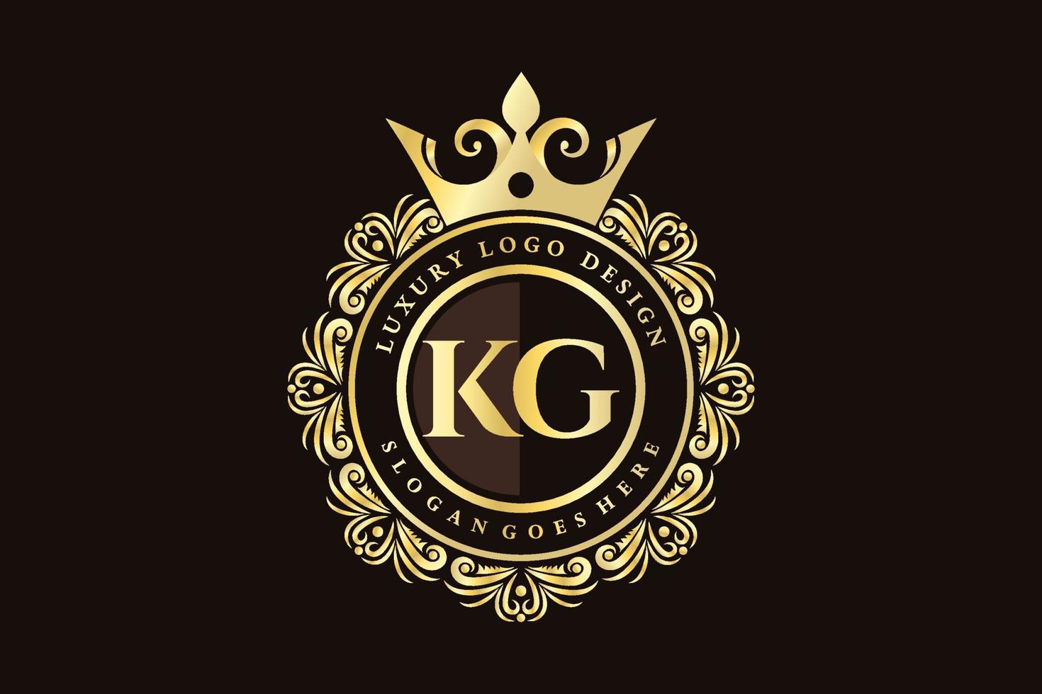 kg letra inicial oro caligráfico femenino floral dibujado a mano monograma heráldico antiguo estilo vintage diseño de logotipo de lujo vector premium