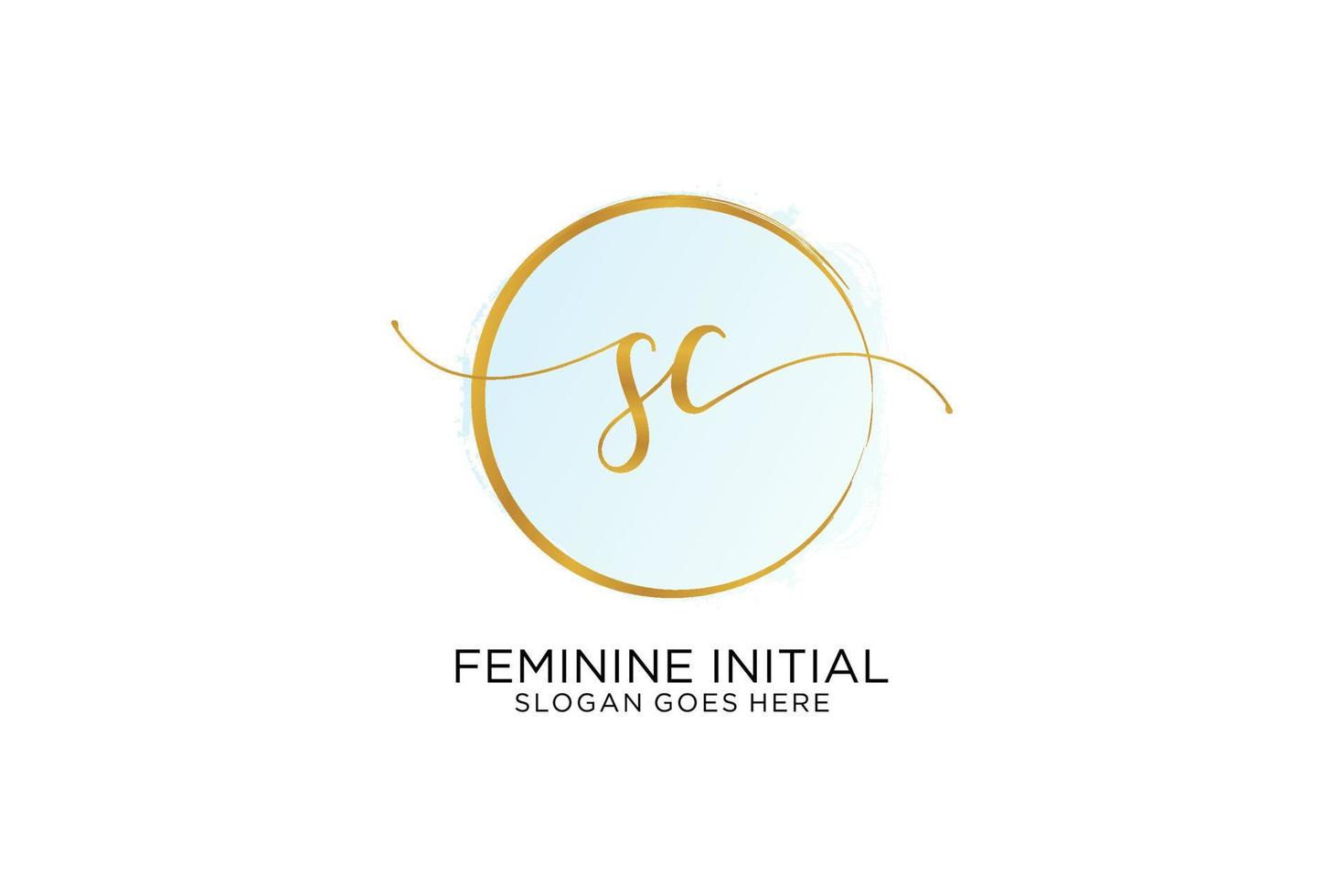 Initial SC handwriting logo with circle template vector signature, wedding, fashion, floral and botanical with creative template.