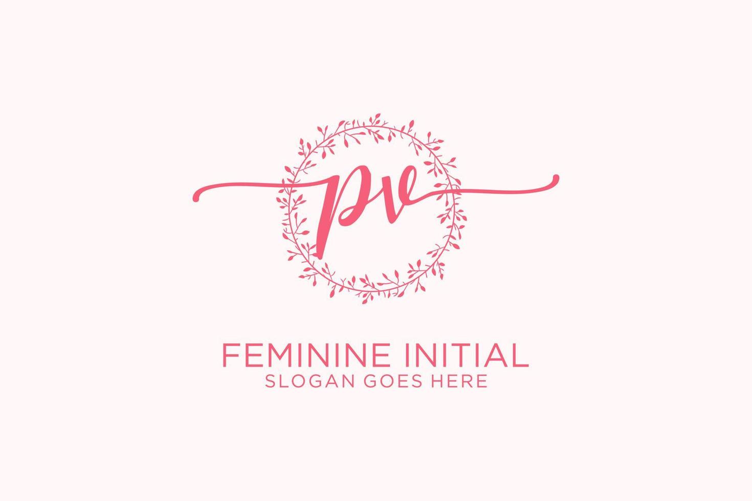 Initial PV beauty monogram and elegant logo design handwriting logo of initial signature, wedding, fashion, floral and botanical with creative template. vector