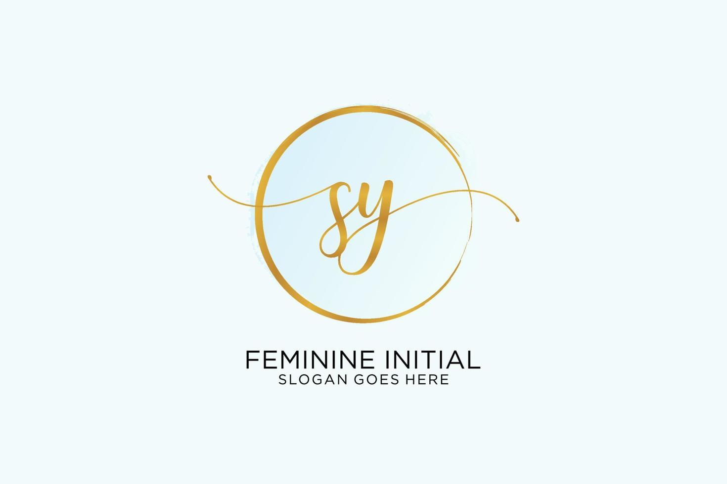 Initial SY handwriting logo with circle template vector signature, wedding, fashion, floral and botanical with creative template.