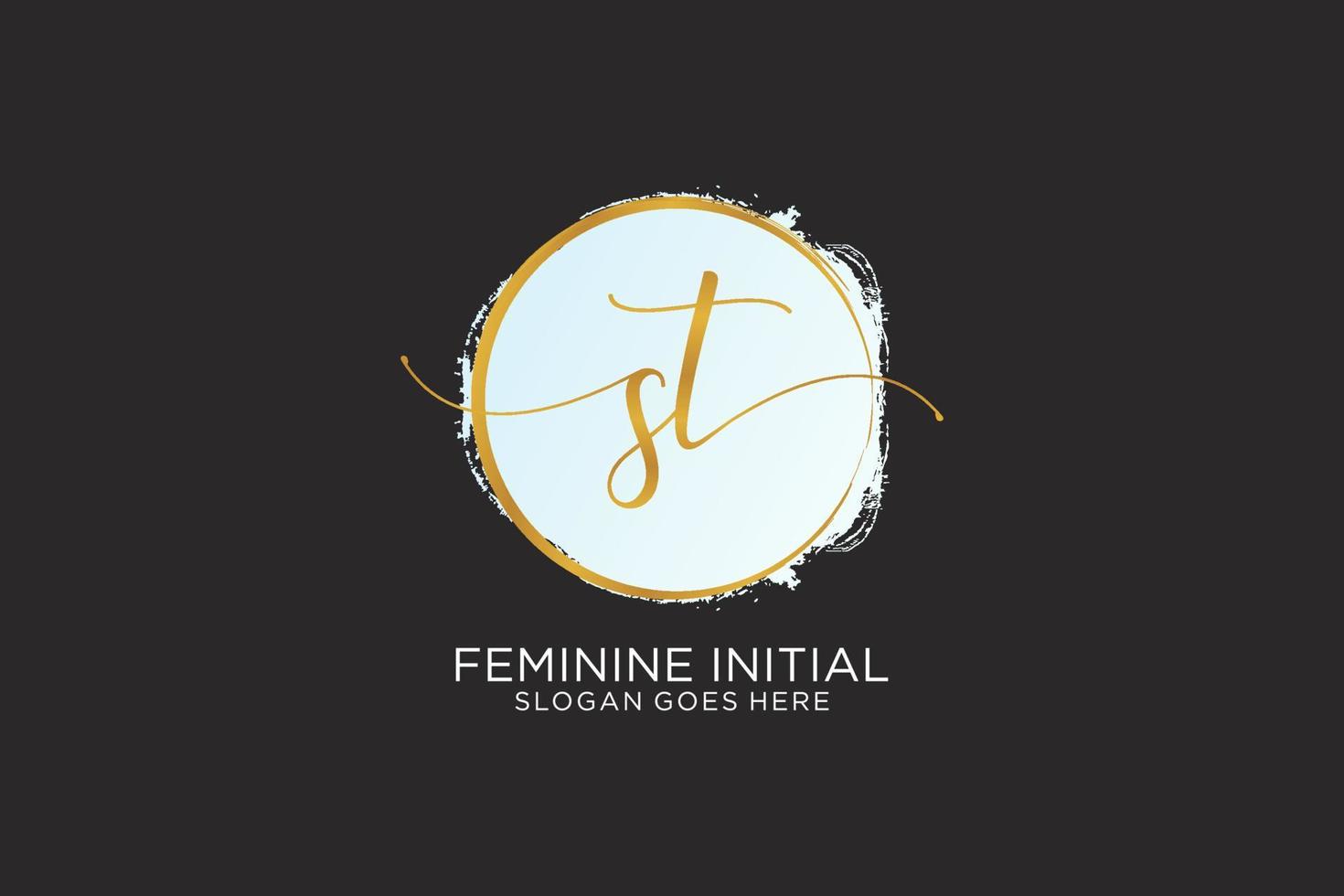 Initial ST handwriting logo with circle template vector signature, wedding, fashion, floral and botanical with creative template.