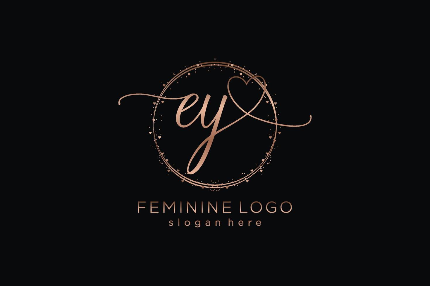 Initial EY handwriting logo with circle template vector logo of initial wedding, fashion, floral and botanical with creative template.