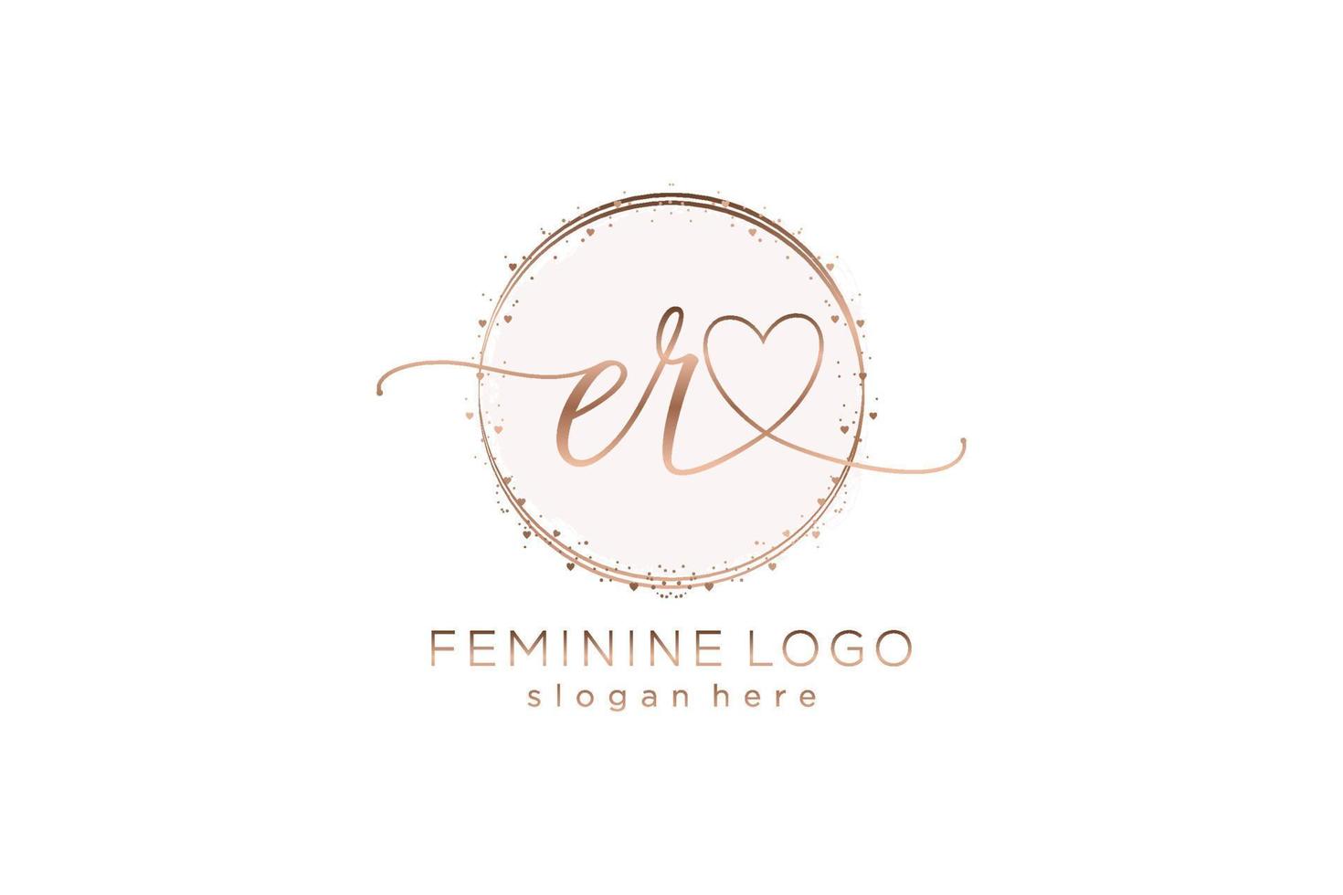 Initial ER handwriting logo with circle template vector logo of initial wedding, fashion, floral and botanical with creative template.