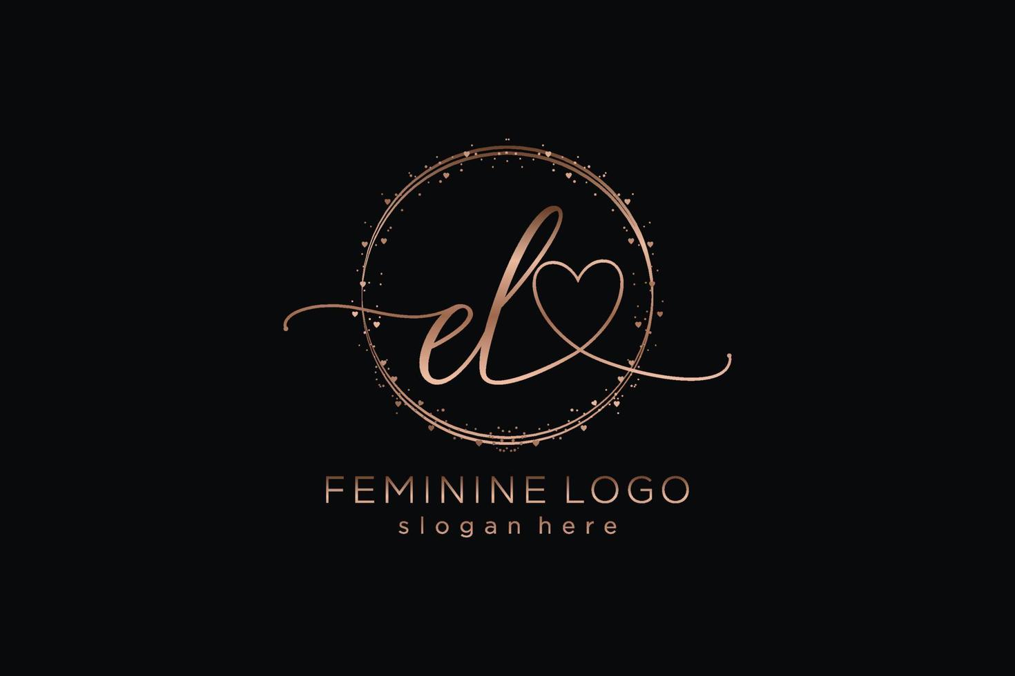 Initial EL handwriting logo with circle template vector logo of initial wedding, fashion, floral and botanical with creative template.