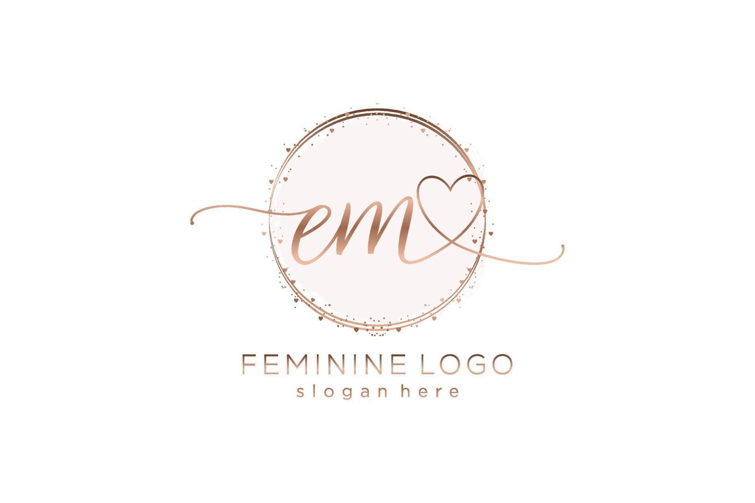 Initial EM handwriting logo with circle template vector logo of initial wedding, fashion, floral and botanical with creative template.