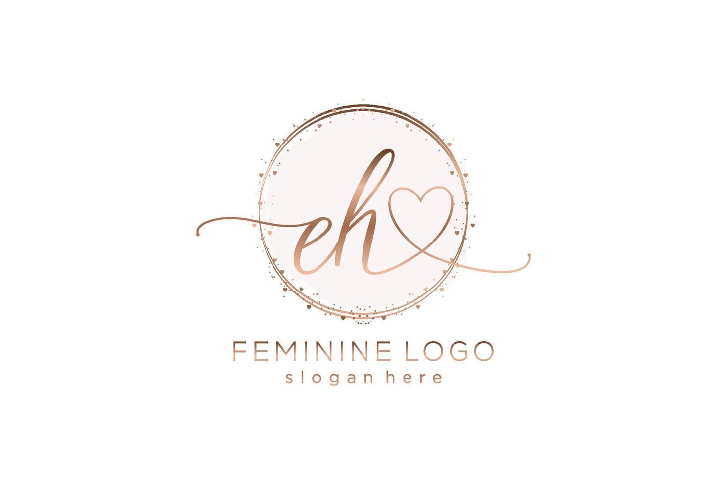 Initial EH handwriting logo with circle template vector logo of initial wedding, fashion, floral and botanical with creative template.