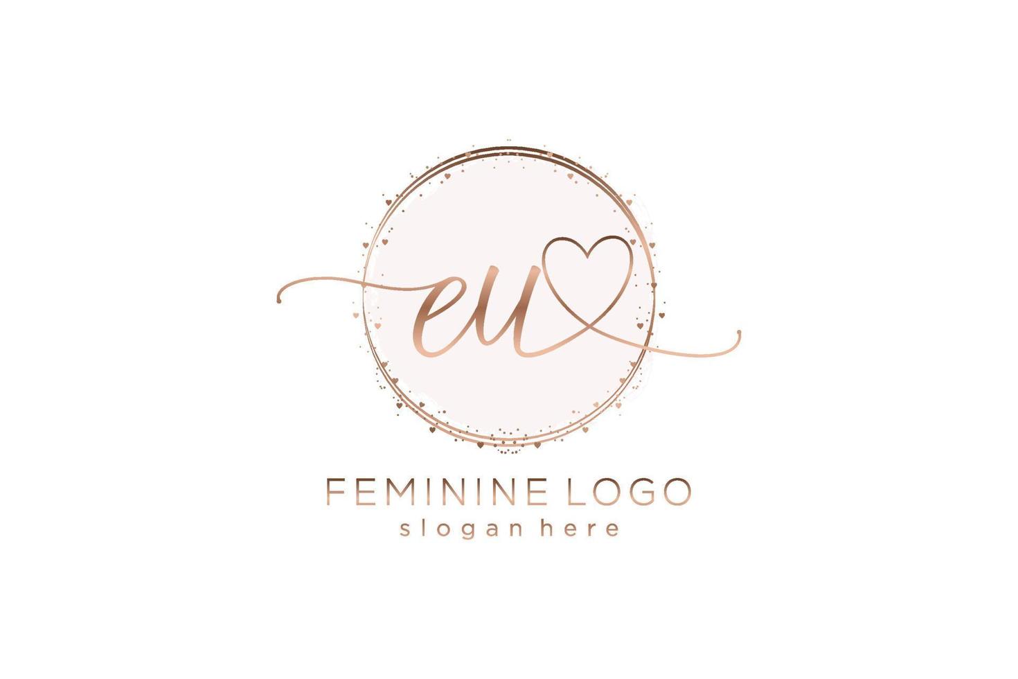 Initial EU handwriting logo with circle template vector logo of initial wedding, fashion, floral and botanical with creative template.