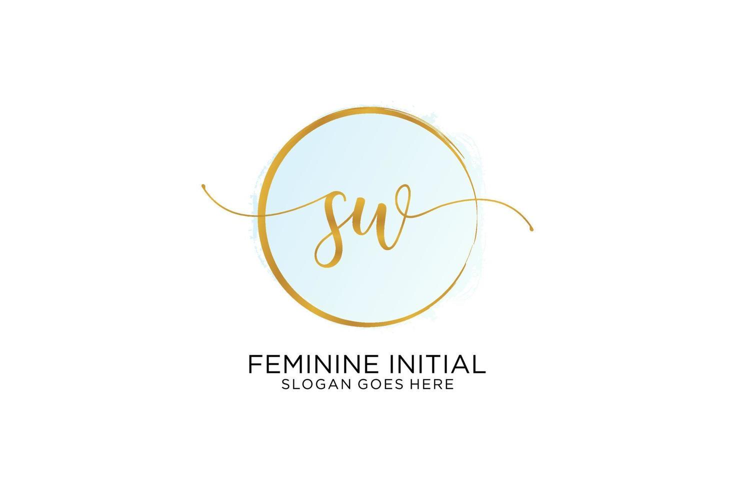 Initial SW handwriting logo with circle template vector signature, wedding, fashion, floral and botanical with creative template.