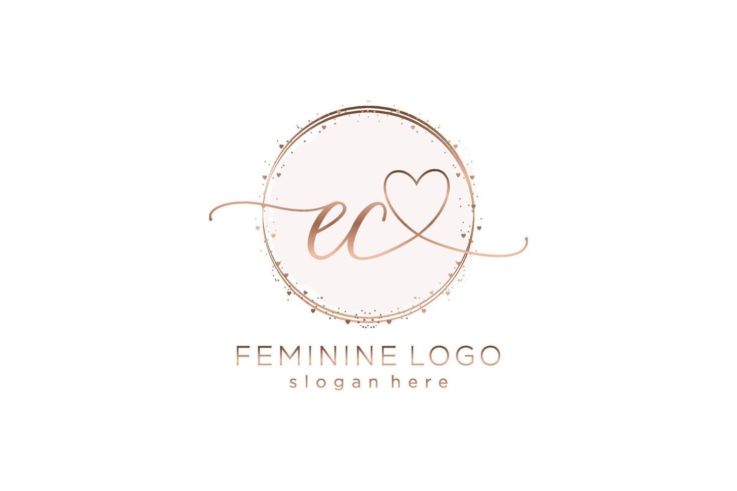 Initial EC handwriting logo with circle template vector logo of initial wedding, fashion, floral and botanical with creative template.