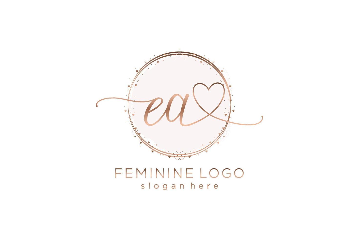 Initial EA handwriting logo with circle template vector logo of initial wedding, fashion, floral and botanical with creative template.