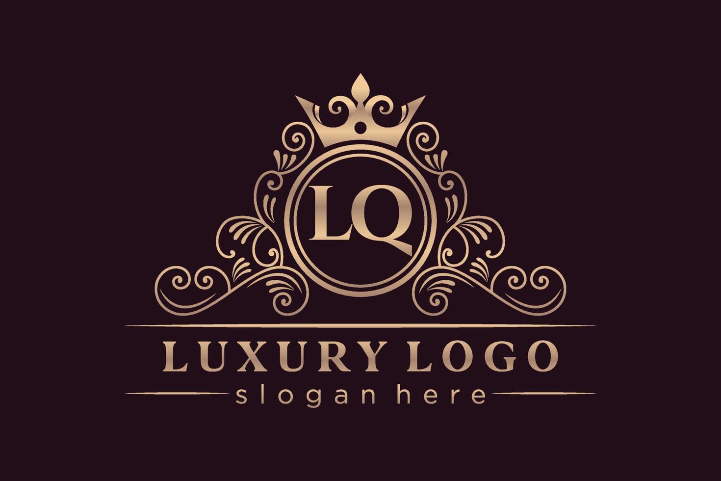 LQ Initial Letter Gold calligraphic feminine floral hand drawn heraldic monogram antique vintage style luxury logo design Premium Vector