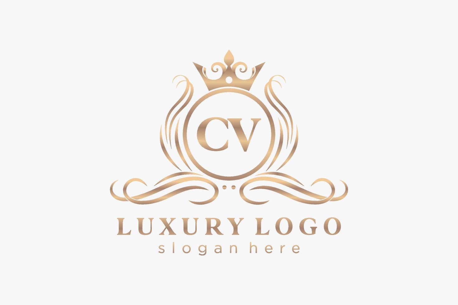 Initial CV Letter Royal Luxury Logo template in vector art for Restaurant, Royalty, Boutique, Cafe, Hotel, Heraldic, Jewelry, Fashion and other vector illustration.