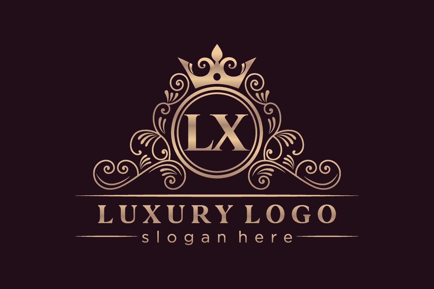 LX Initial Letter Gold calligraphic feminine floral hand drawn heraldic monogram antique vintage style luxury logo design Premium Vector