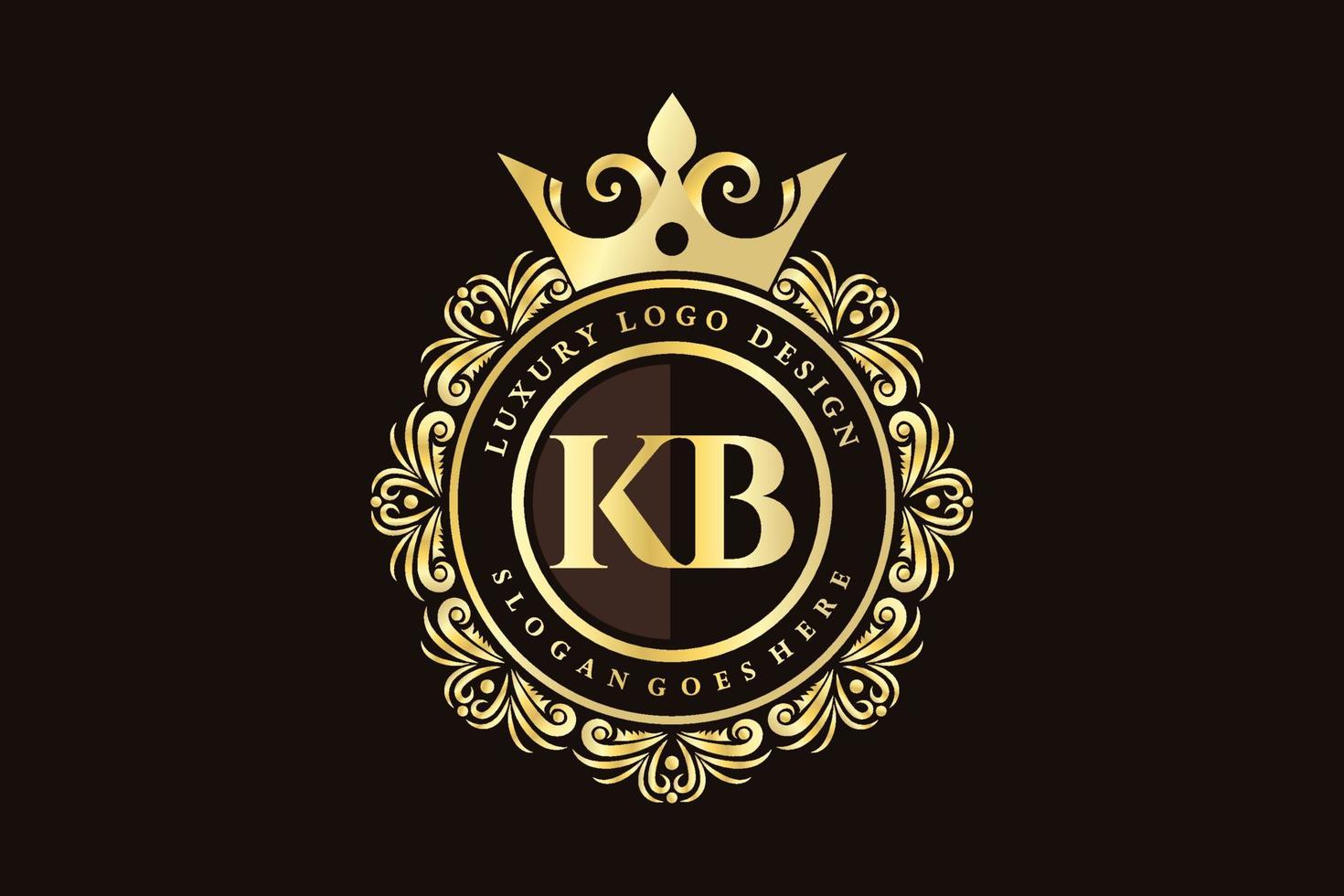 KB Initial Letter Gold calligraphic feminine floral hand drawn heraldic monogram antique vintage style luxury logo design Premium Vector