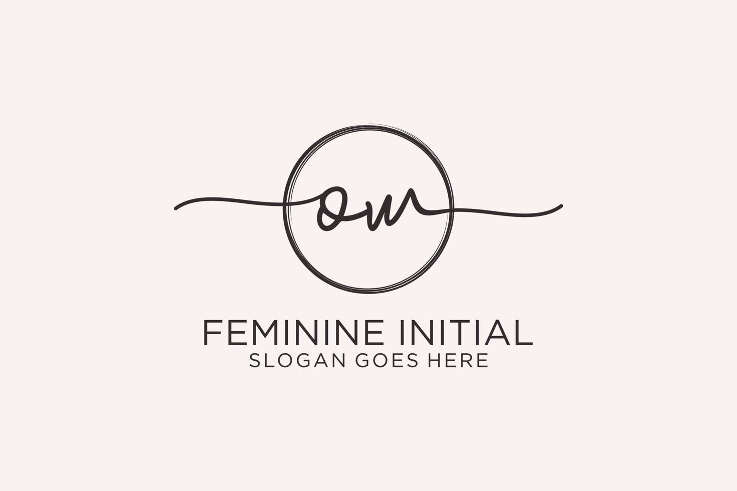 Initial OW handwriting logo with circle template vector logo of initial signature, wedding, fashion, floral and botanical with creative template.