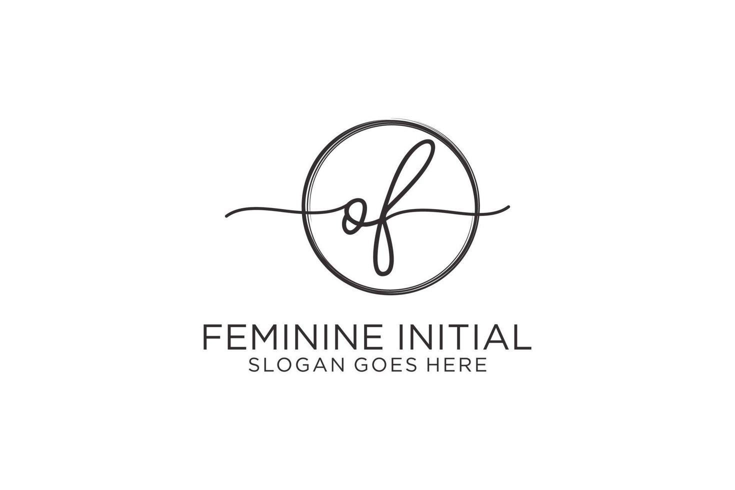 Initial OF handwriting logo with circle template vector logo of initial signature, wedding, fashion, floral and botanical with creative template.