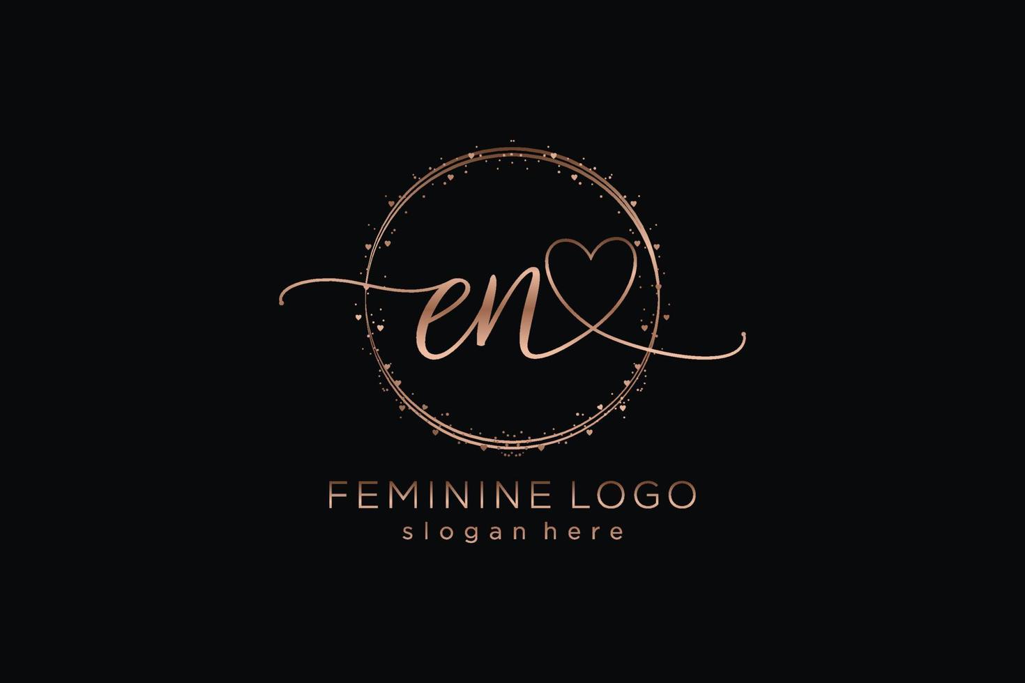 Initial EN handwriting logo with circle template vector logo of initial wedding, fashion, floral and botanical with creative template.