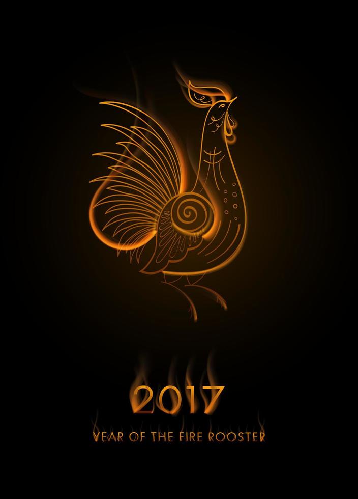 Fire Rooster symbol of new year 2017 vector