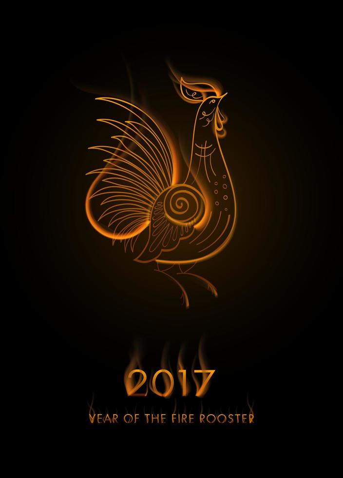 Fire Rooster symbol of new year 2017 vector