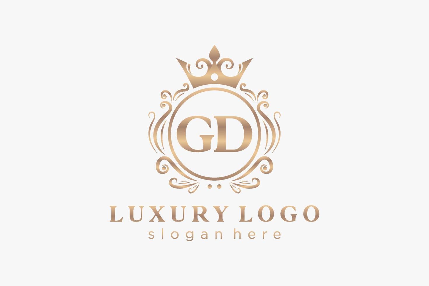 plantilla de logotipo de lujo real de letra gd inicial en arte vectorial para restaurante, realeza, boutique, cafetería, hotel, heráldica, joyería, moda y otras ilustraciones vectoriales. vector