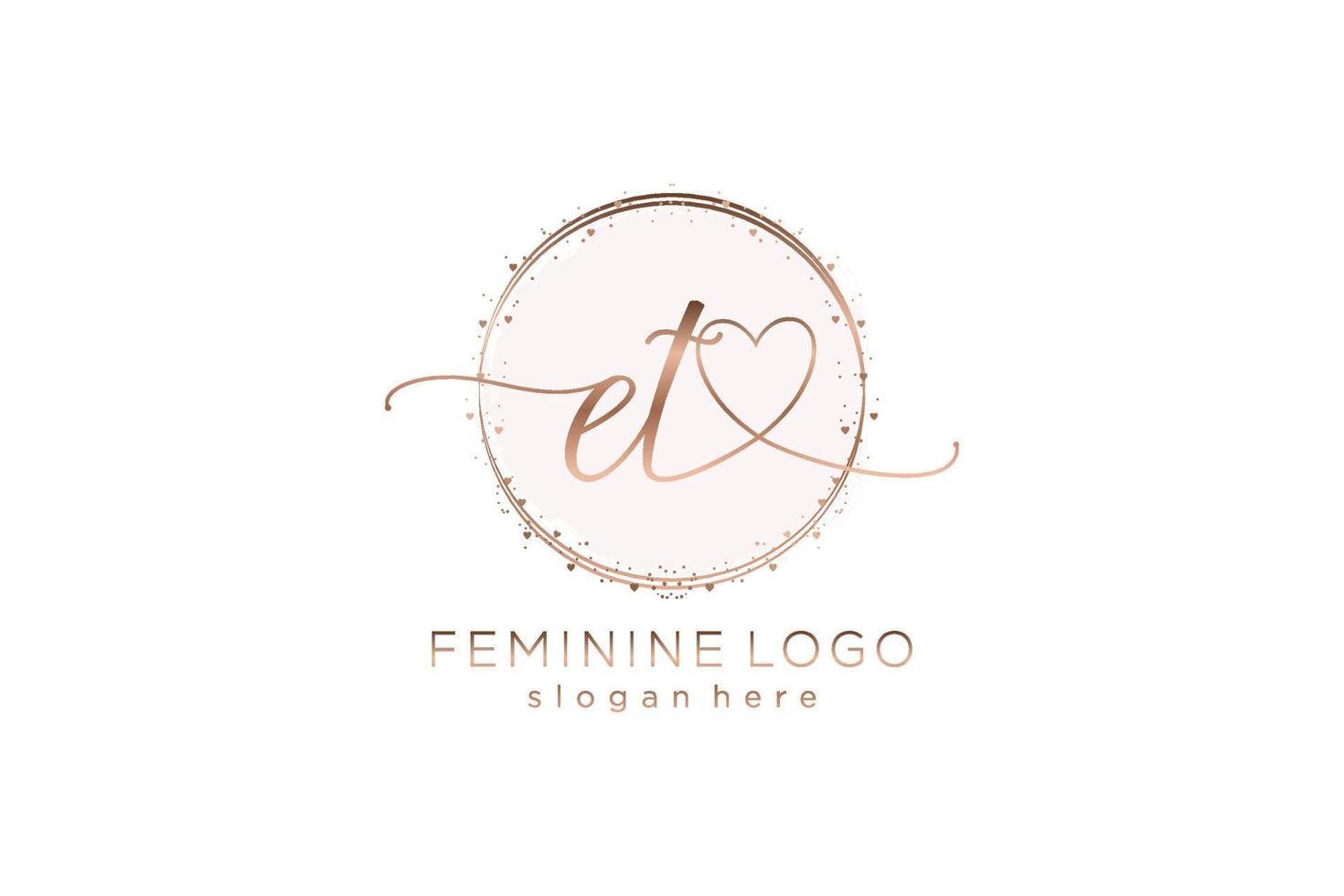 Initial ET handwriting logo with circle template vector logo of initial wedding, fashion, floral and botanical with creative template.