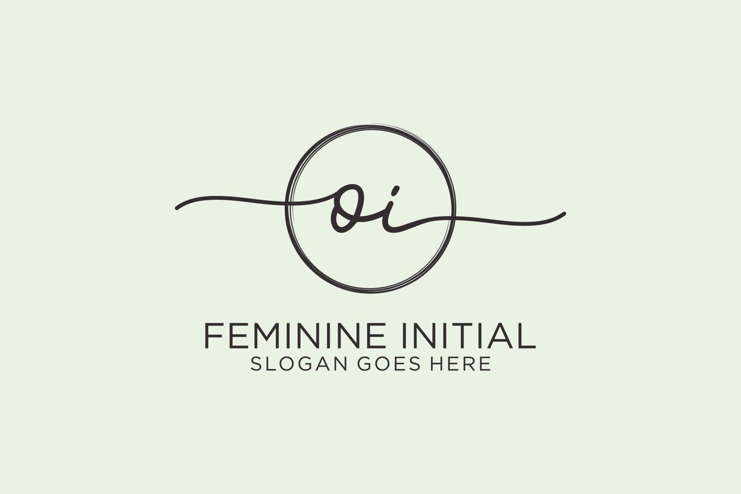 Initial OI handwriting logo with circle template vector logo of initial signature, wedding, fashion, floral and botanical with creative template.