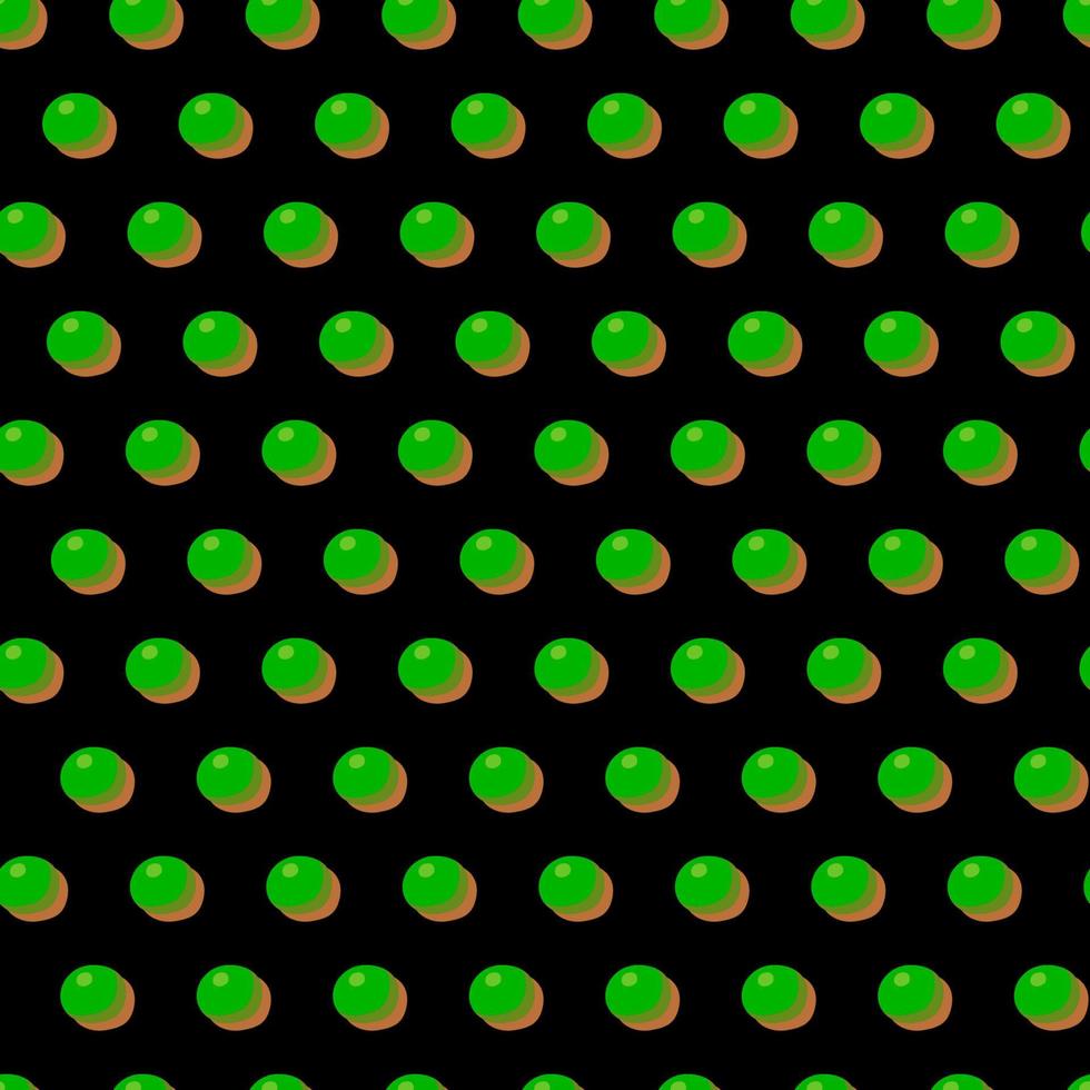 Retro dotted seamless pattern design.New Year's green balls on a black background. vector