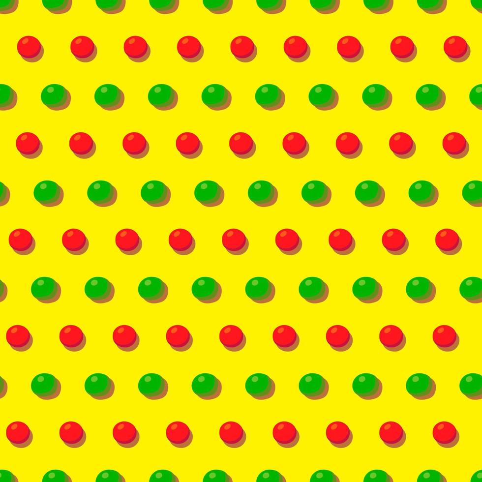 Seamless pattern in retro style with dot pattern.New Year's red and green balloons on a yellow background. vector