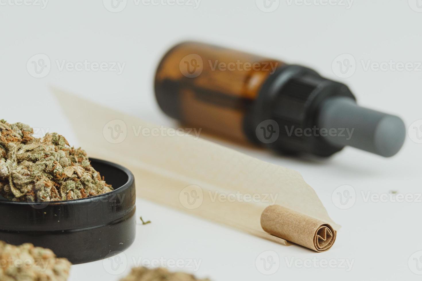 Marijuana buds on white background, close up. photo
