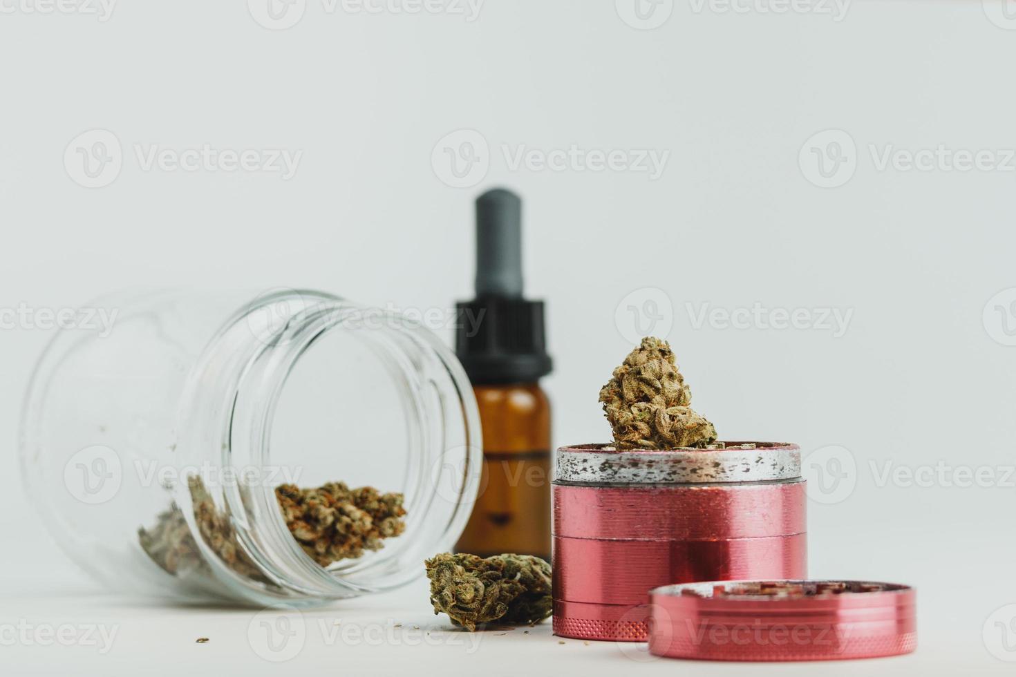 Marijuana buds on white background, close up. photo