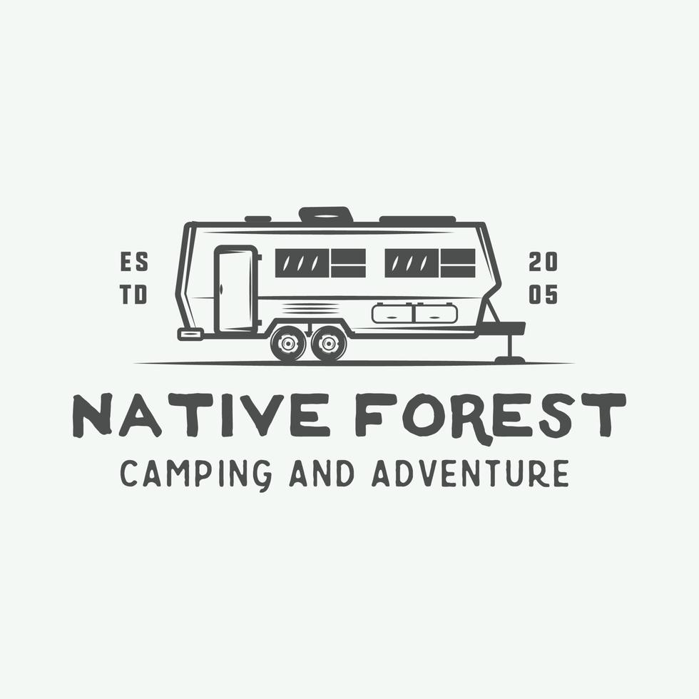 Vintage camping outdoor and adventure logo, badge, labels, emblem, mark. Graphic Art. Vector Illustration.