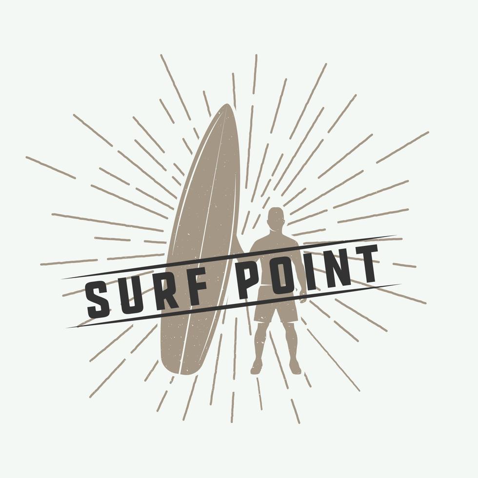 logo de surf vintage, emblema, placa, etiqueta, marca. tarjeta de día internacional de surf 2016. arte Grafico. ilustración vectorial vector