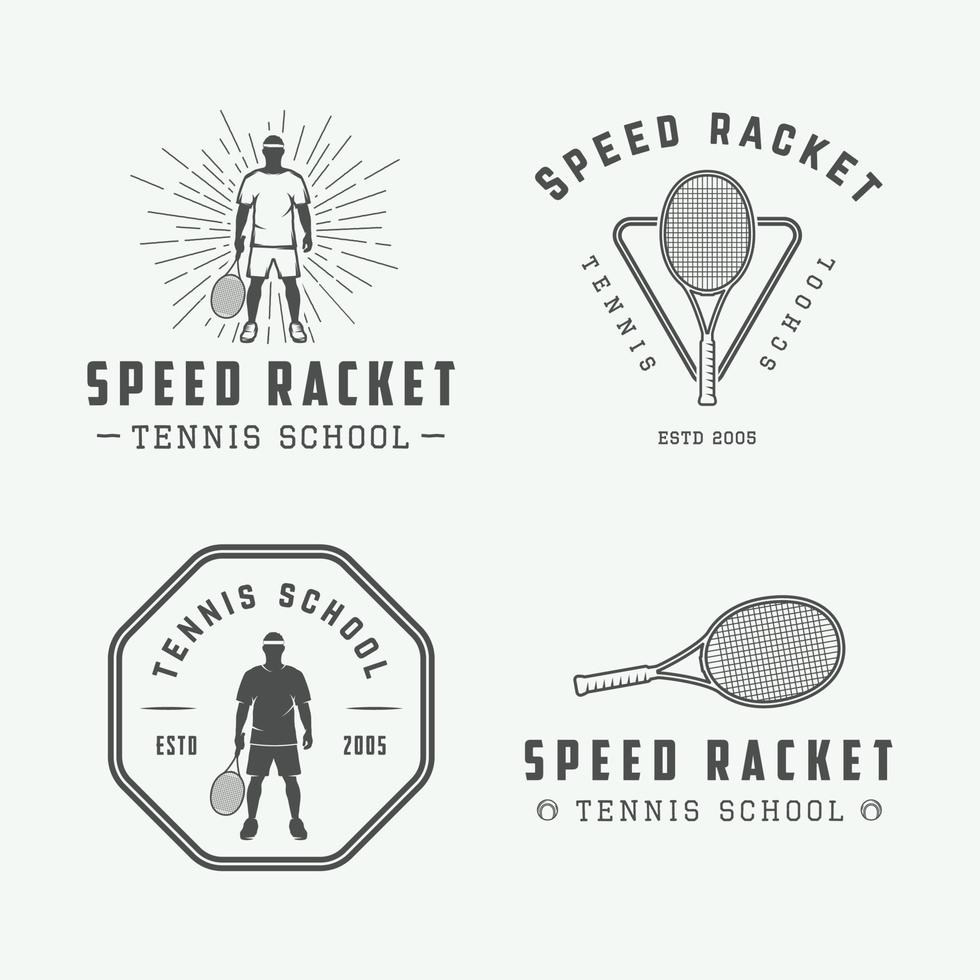 Set of vintage tennis logos, emblems, badges, labels and design elements. Graphic Art. Vector Illustration
