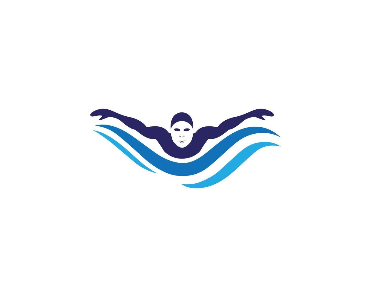 Ilustración de concepto de vector de símbolo de deporte minimalista de logotipo de natación.