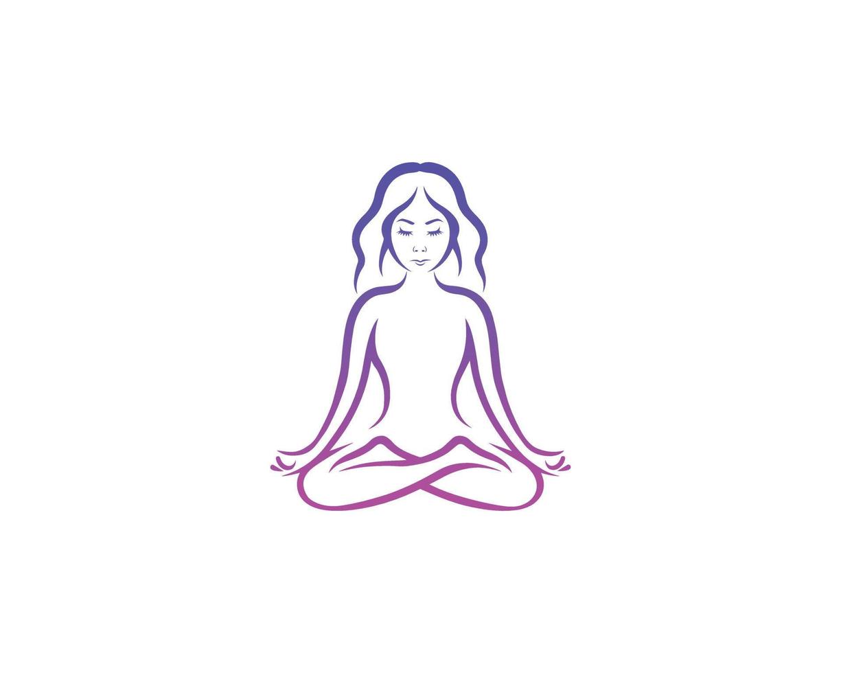 mujer creativa yoga y meditación humana ilustración vectorial. vector