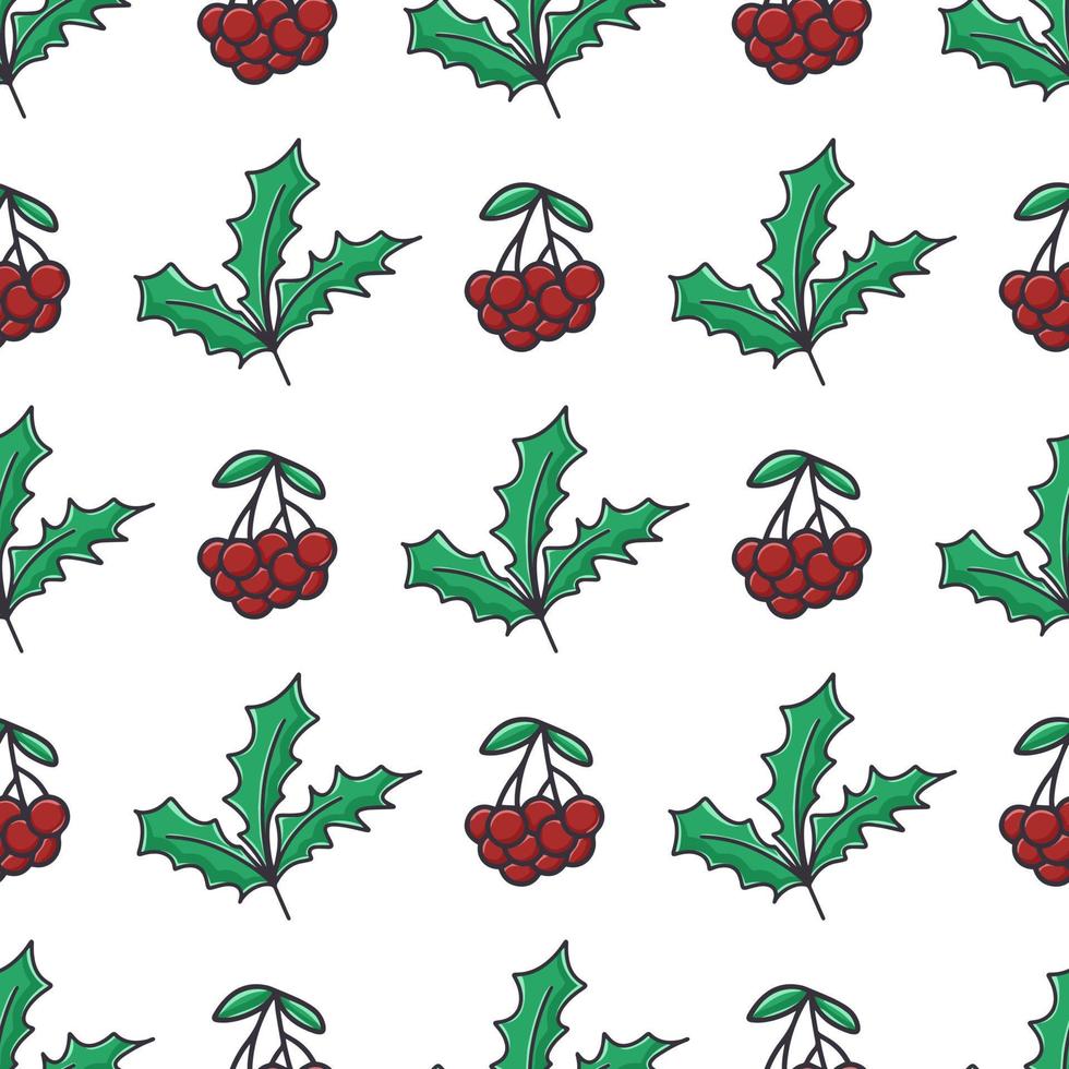 Digital paper rowan berry and holly vector illustration