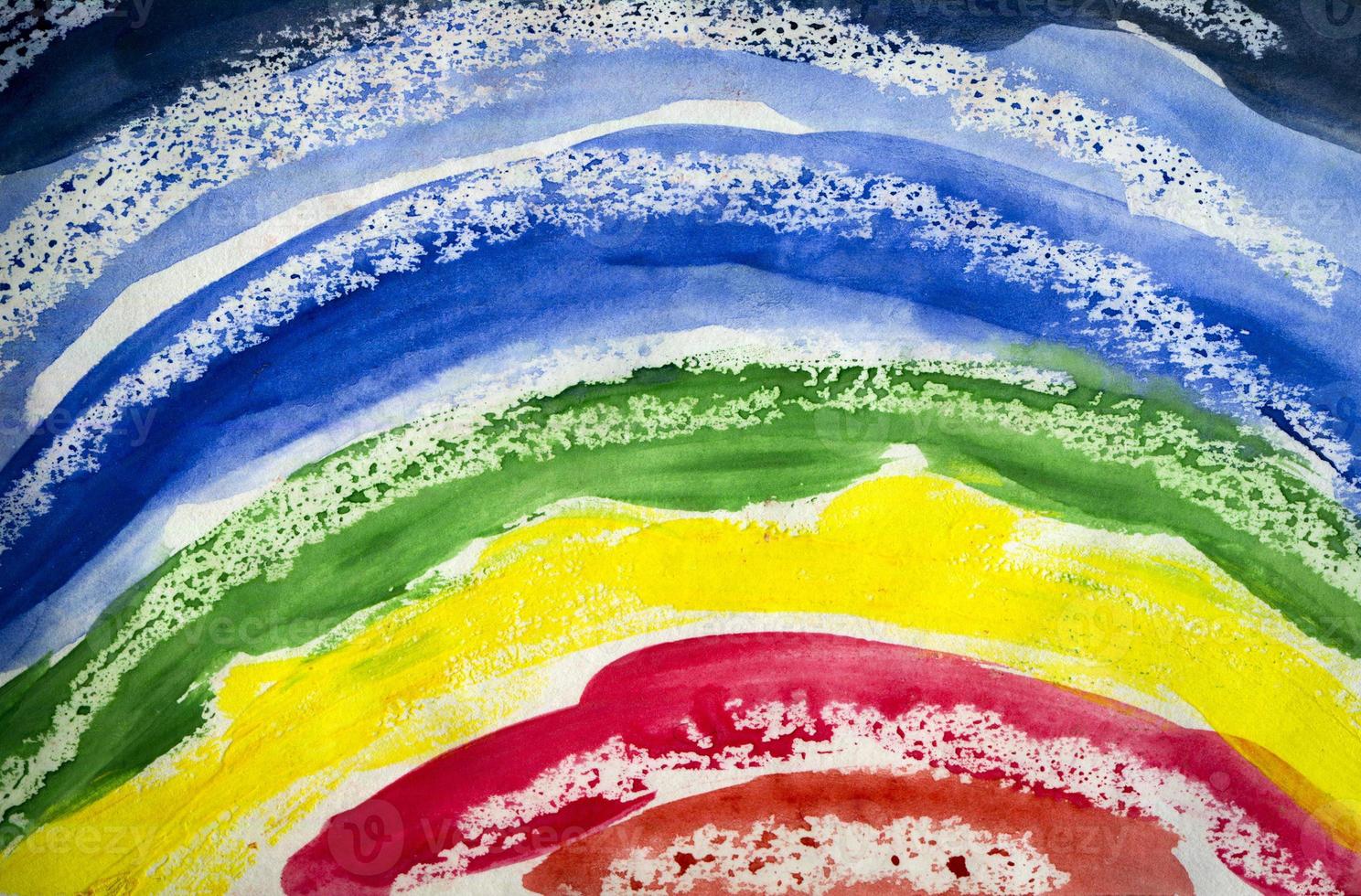 Seven rainbow watercolor paint strokes photo