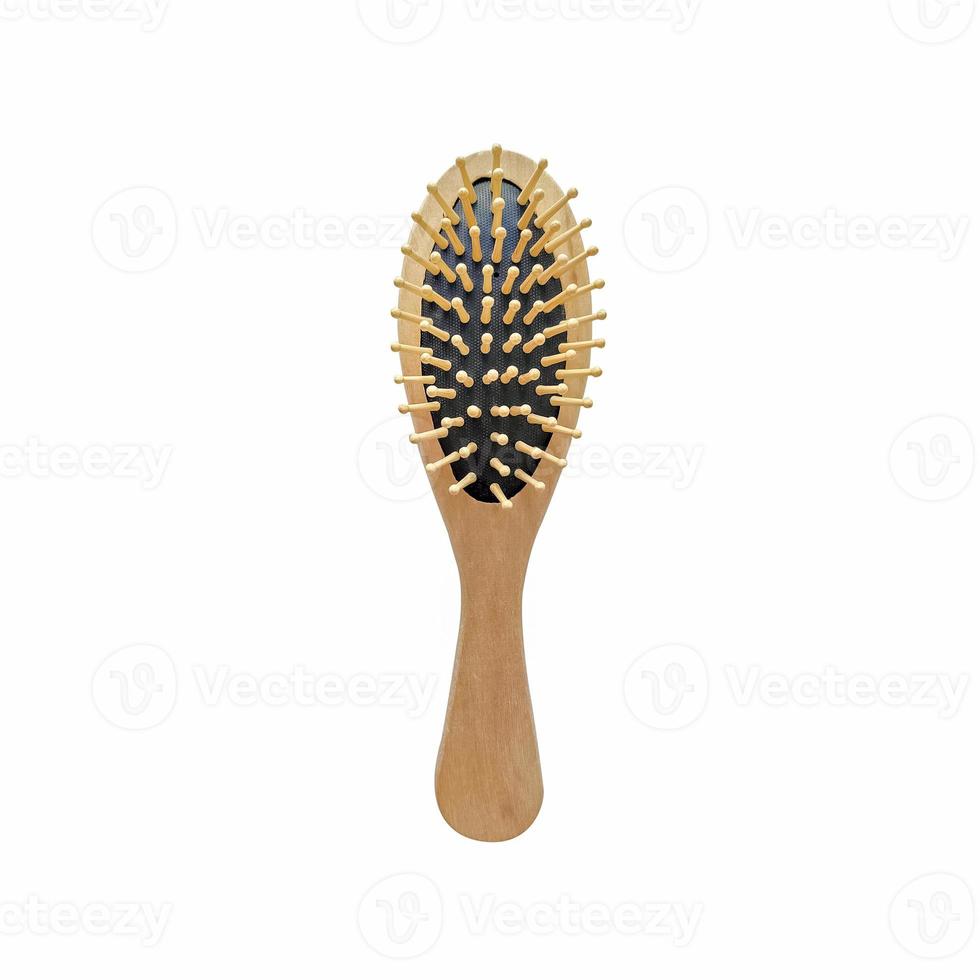 Massage hairbrush. Natural wooden massage comb photo