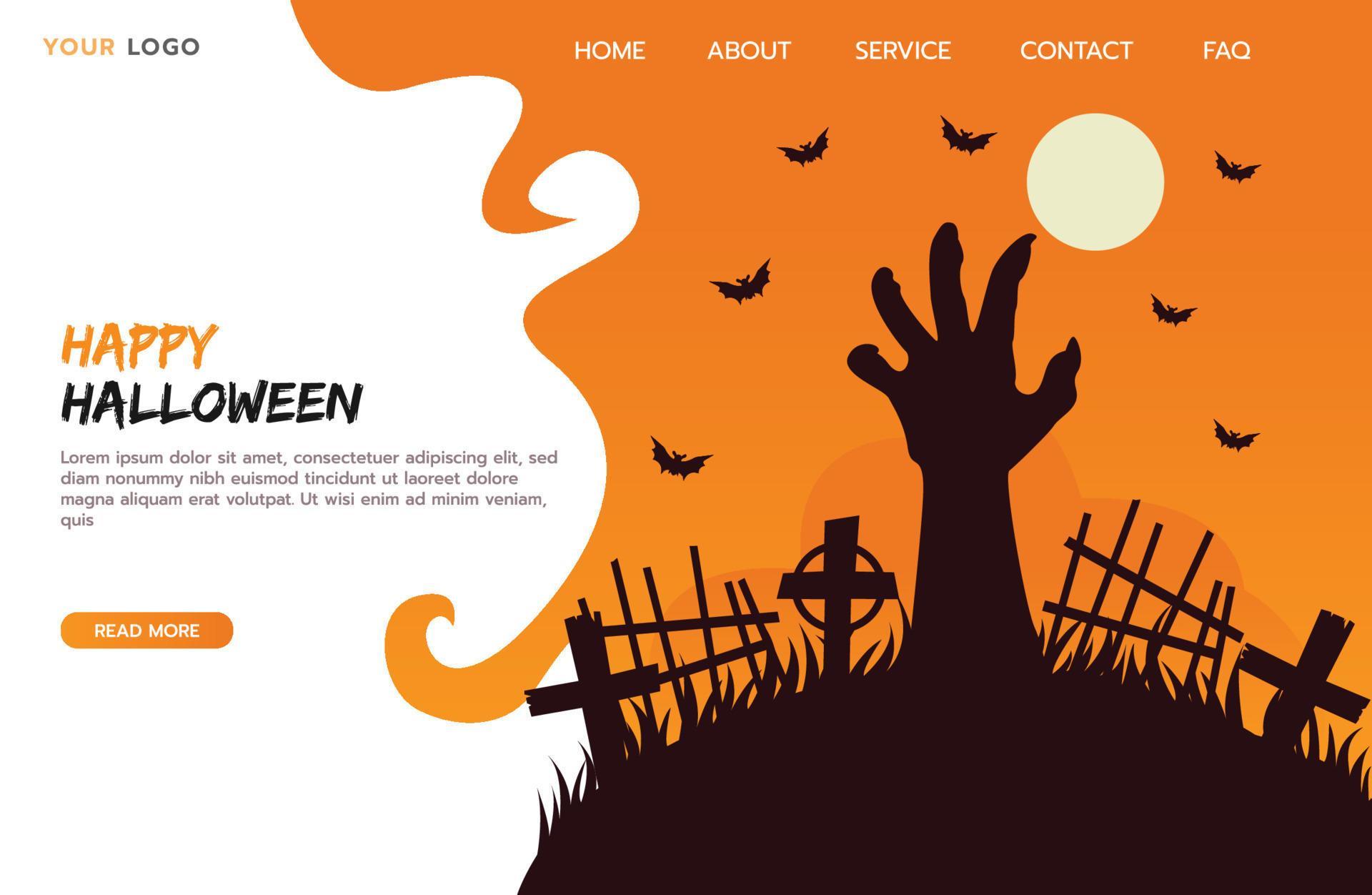 Flat design of halloween landing page template 12705017 Vector Art at ...