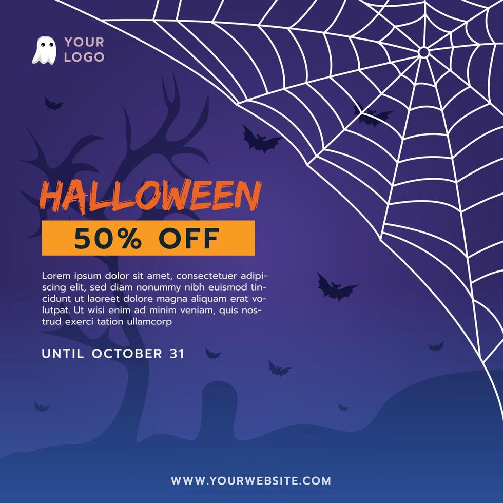 Halloween sale social media post or social media banner template vector