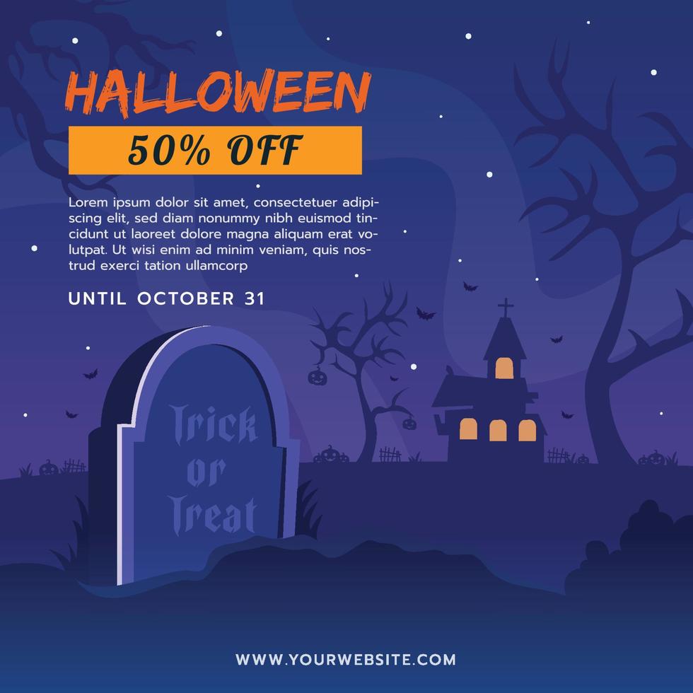 Halloween sale social media post or social media banner template vector