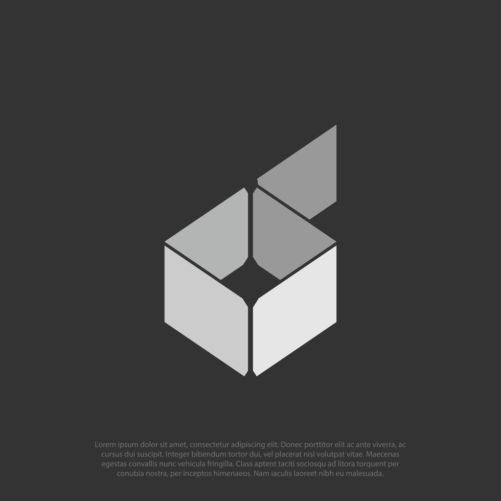 CS box logo, letter CS in 3D boxy shape logo vector