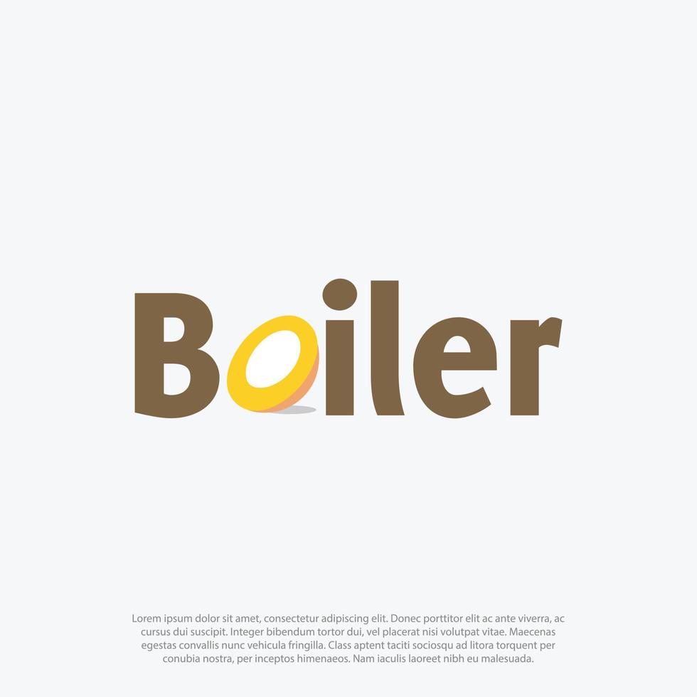 Lettering boiled egg, sliced half egg as letter O in Boiler word logo vector