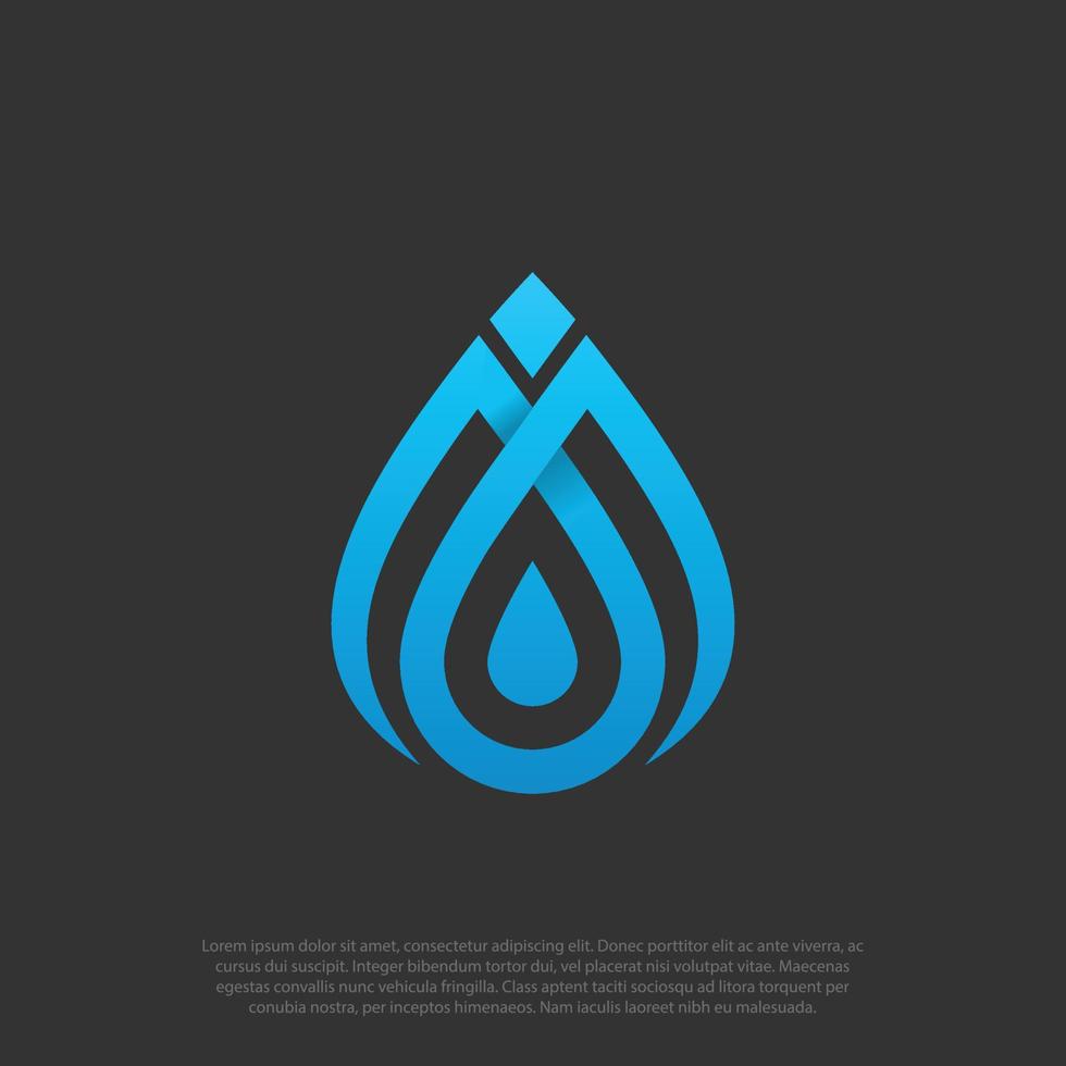 plantilla de vector de diseño de logotipo de gota de agua estilo lineal y degradado. icono de logotipo de agua de líneas de gota azul